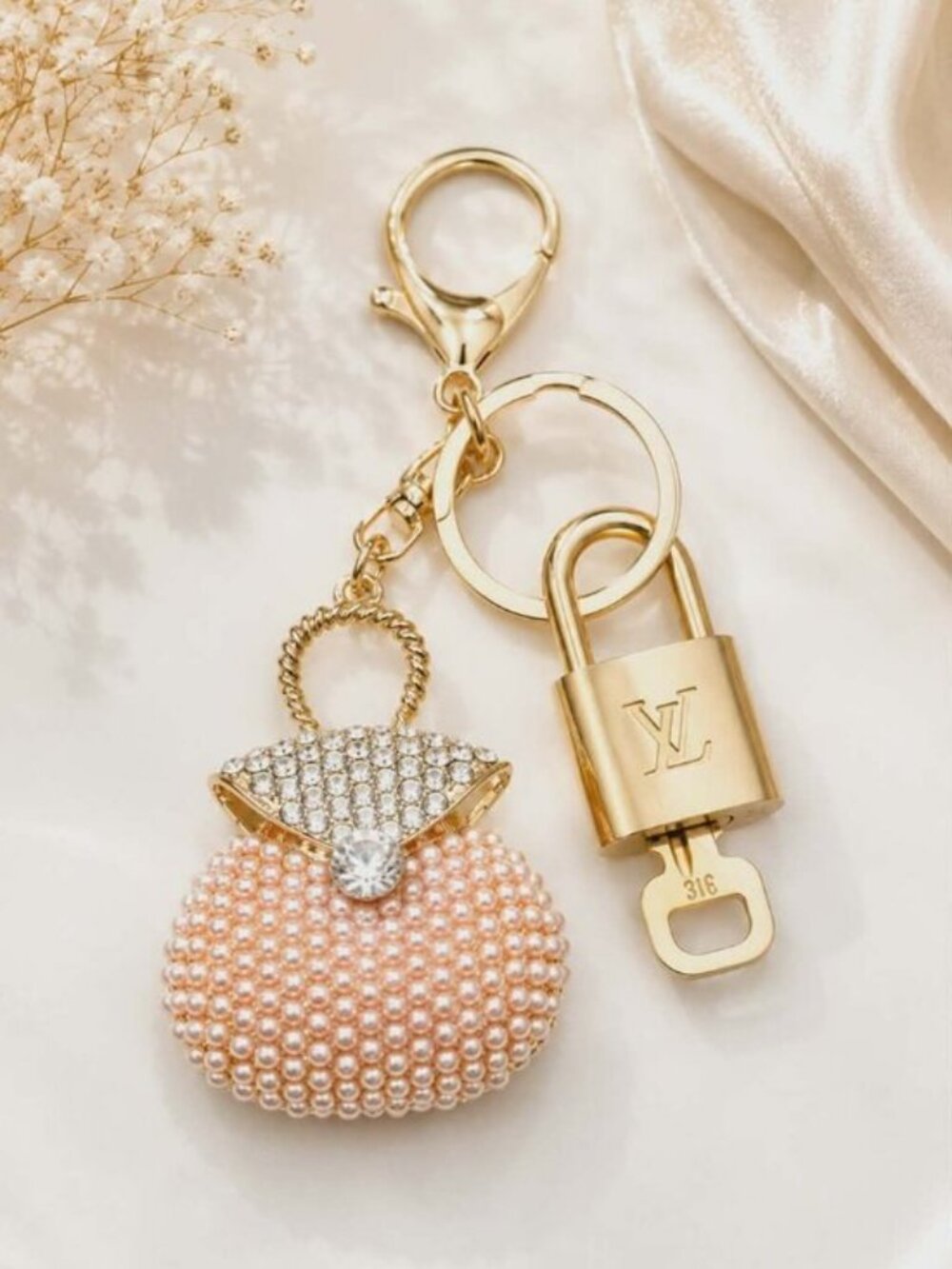 Authentic Louis Vuitton Lock & Key Gold ✨ Unbranded Keychain Bag Charm LV